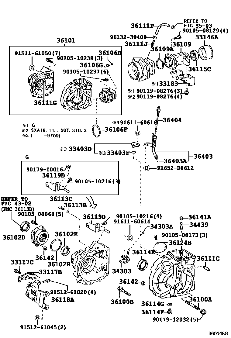 Toyota RAV4 Transfer Case & Extension Housing EPC diagram — 360148G