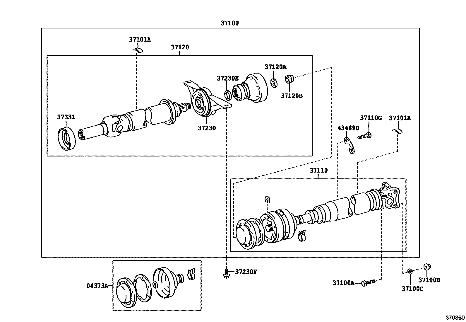 Toyota RAV4 Propeller Shaft & Universal Joint EPC diagram — 370860
