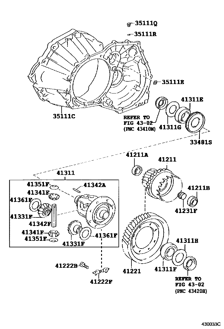 Toyota RAV4 前桥壳和差速器 EPC diagram — 430033C