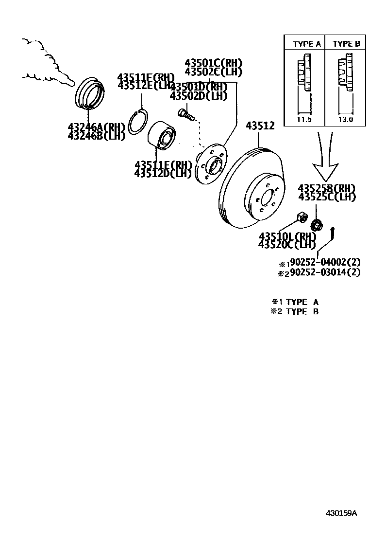 Toyota RAV4 Front Axle Hub EPC diagram — 430159A
