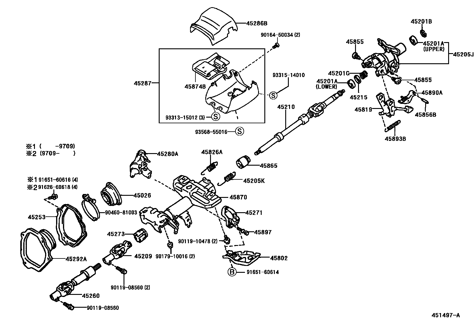 Toyota RAV4 Steering Column & Shaft EPC diagram — 451497A