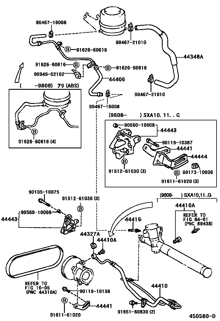 Toyota RAV4 动力转向配管 EPC diagram — 450580D
