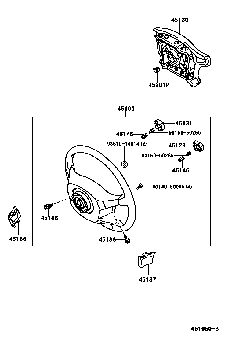 Toyota RAV4 Steering Wheel EPC diagram — 451060B