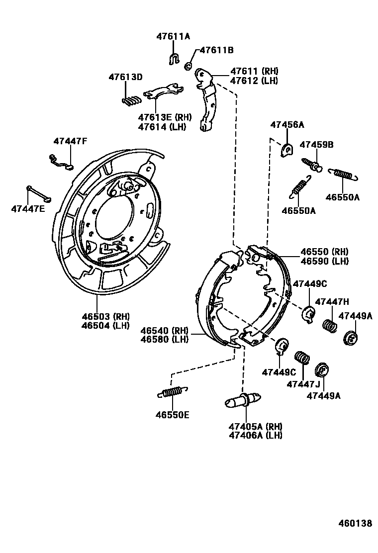 Toyota RAV4 Parking Brake & Cable EPC diagram — 460138