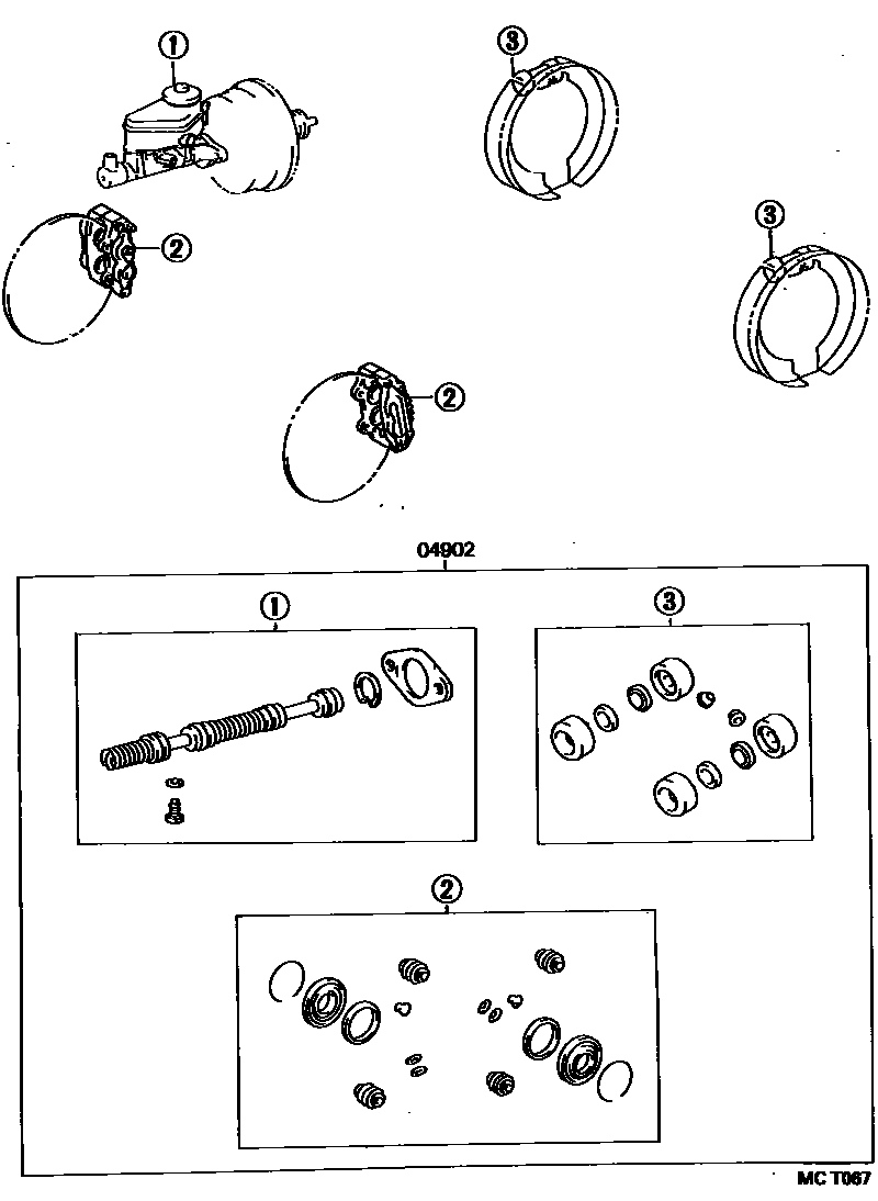 Toyota RAV4 制动器保养组件 EPC diagram — MCT067