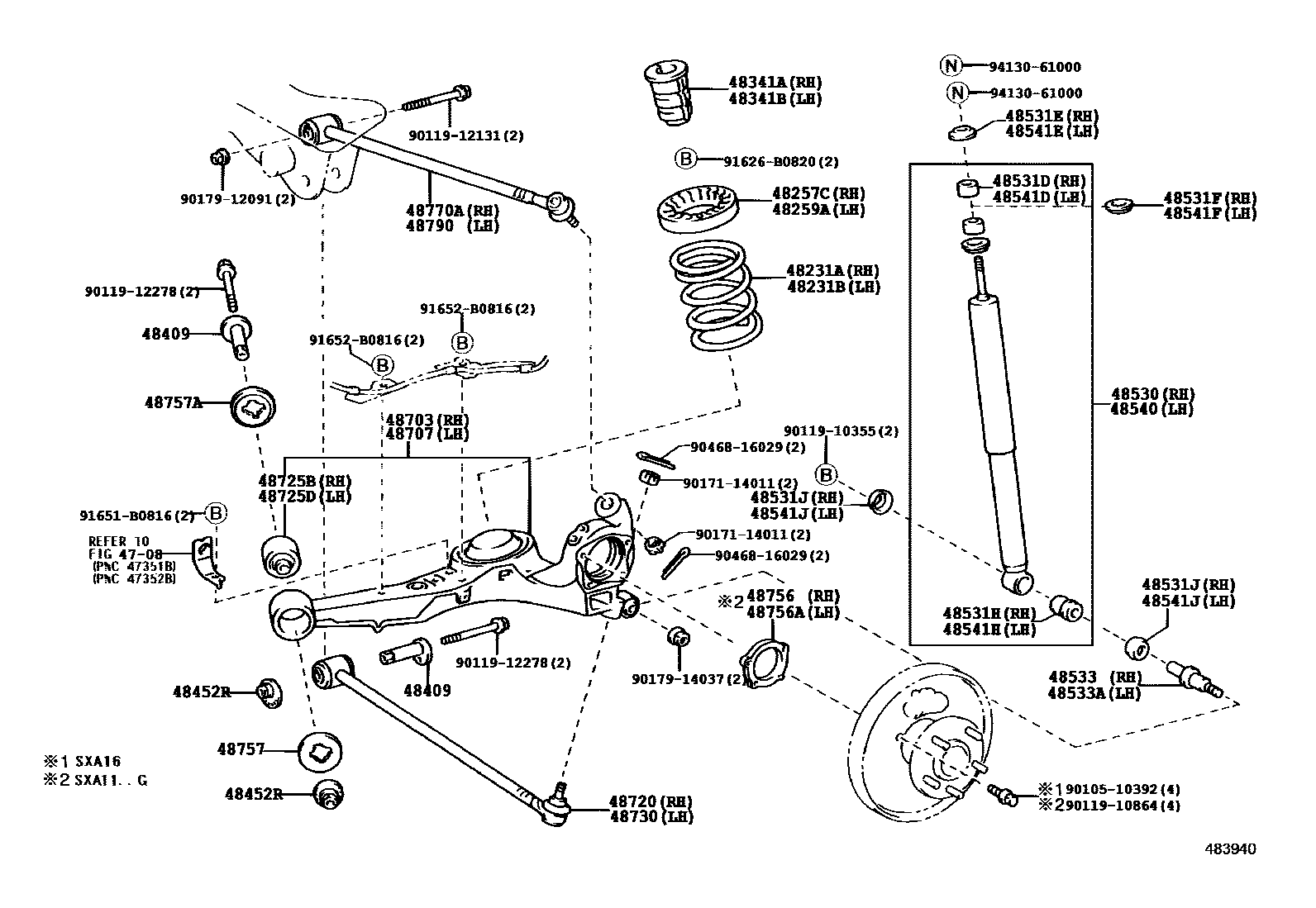 Toyota RAV4 Rear Spring & Shock Absorber EPC diagram — 483940