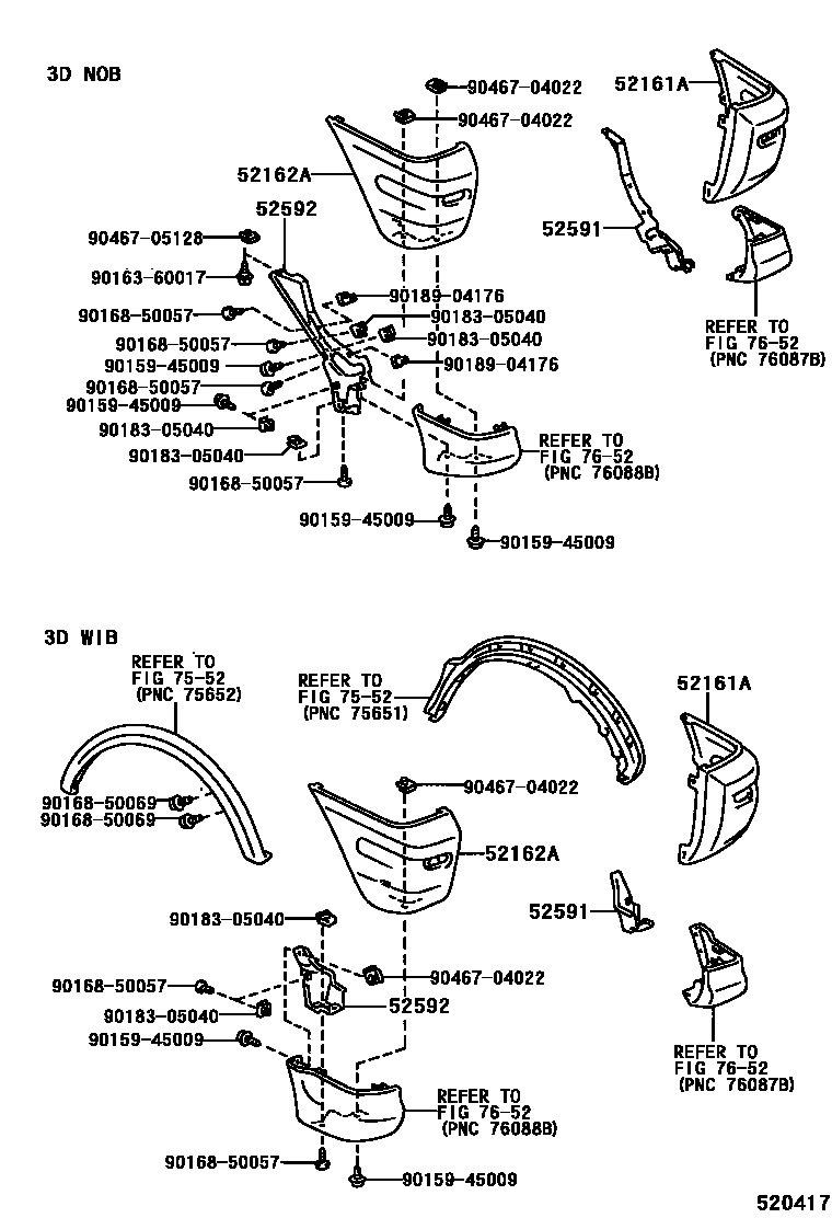 Toyota RAV4 后保险杠及附件 EPC diagram — 520417