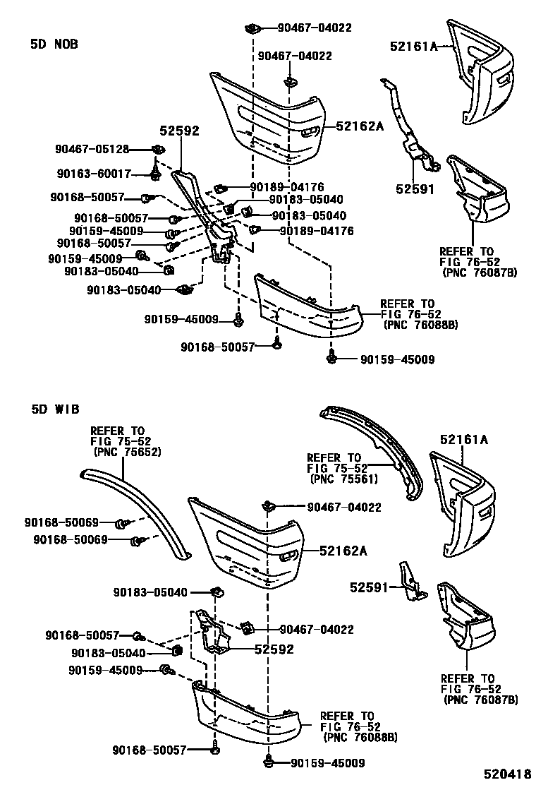 Toyota RAV4 后保险杠及附件 EPC diagram — 520418