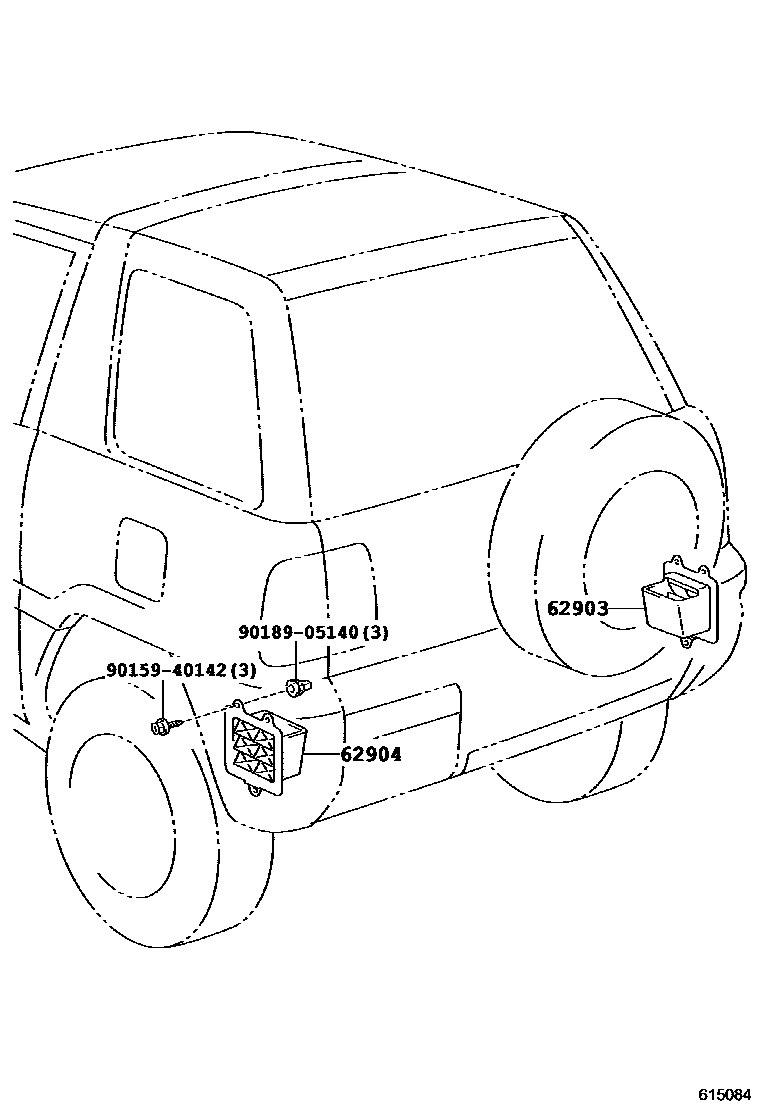 Toyota RAV4 后通风装置和车顶通风装置 EPC diagram — 615084
