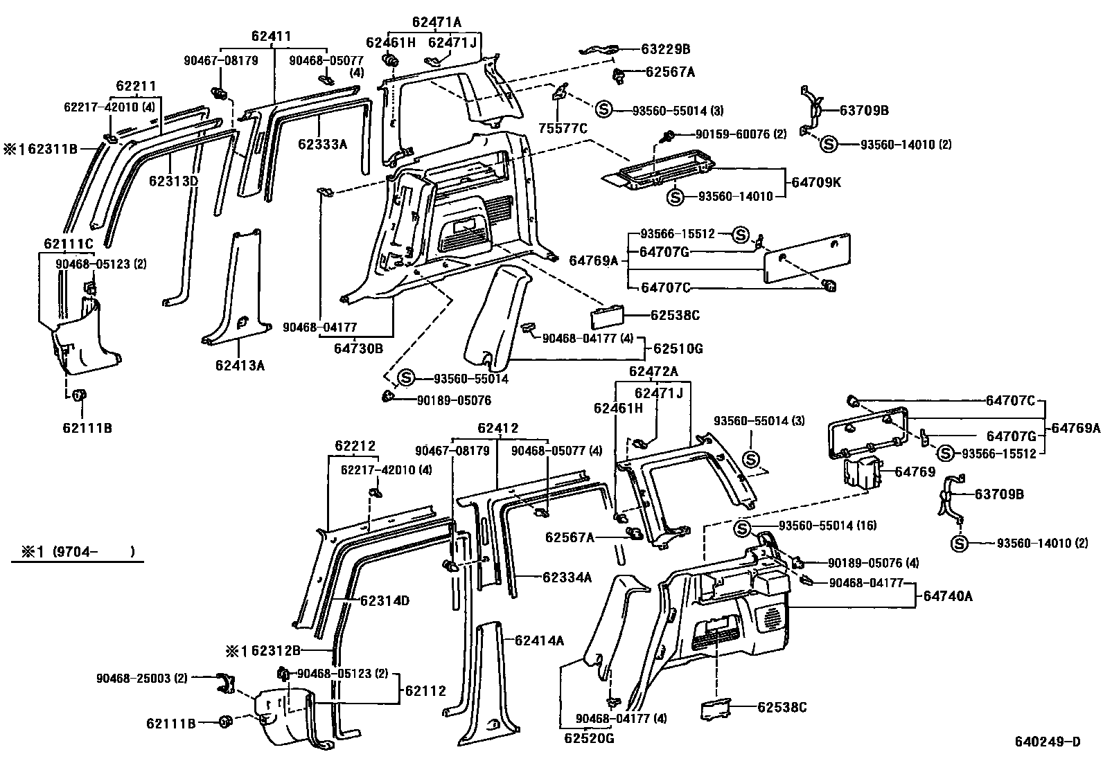 Toyota RAV4 车内装饰板 EPC diagram — 640249D