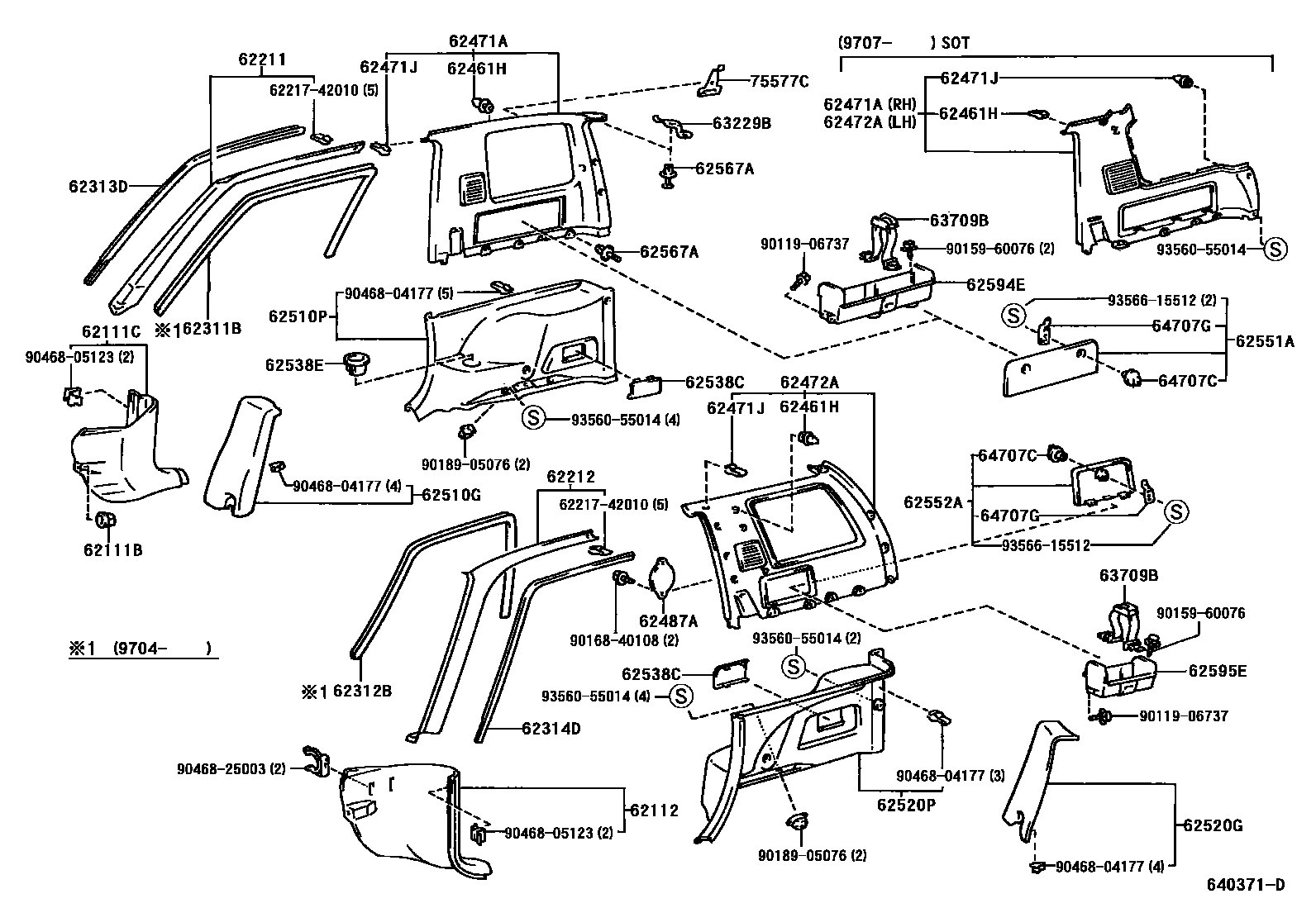Toyota RAV4 车内装饰板 EPC diagram — 640371D