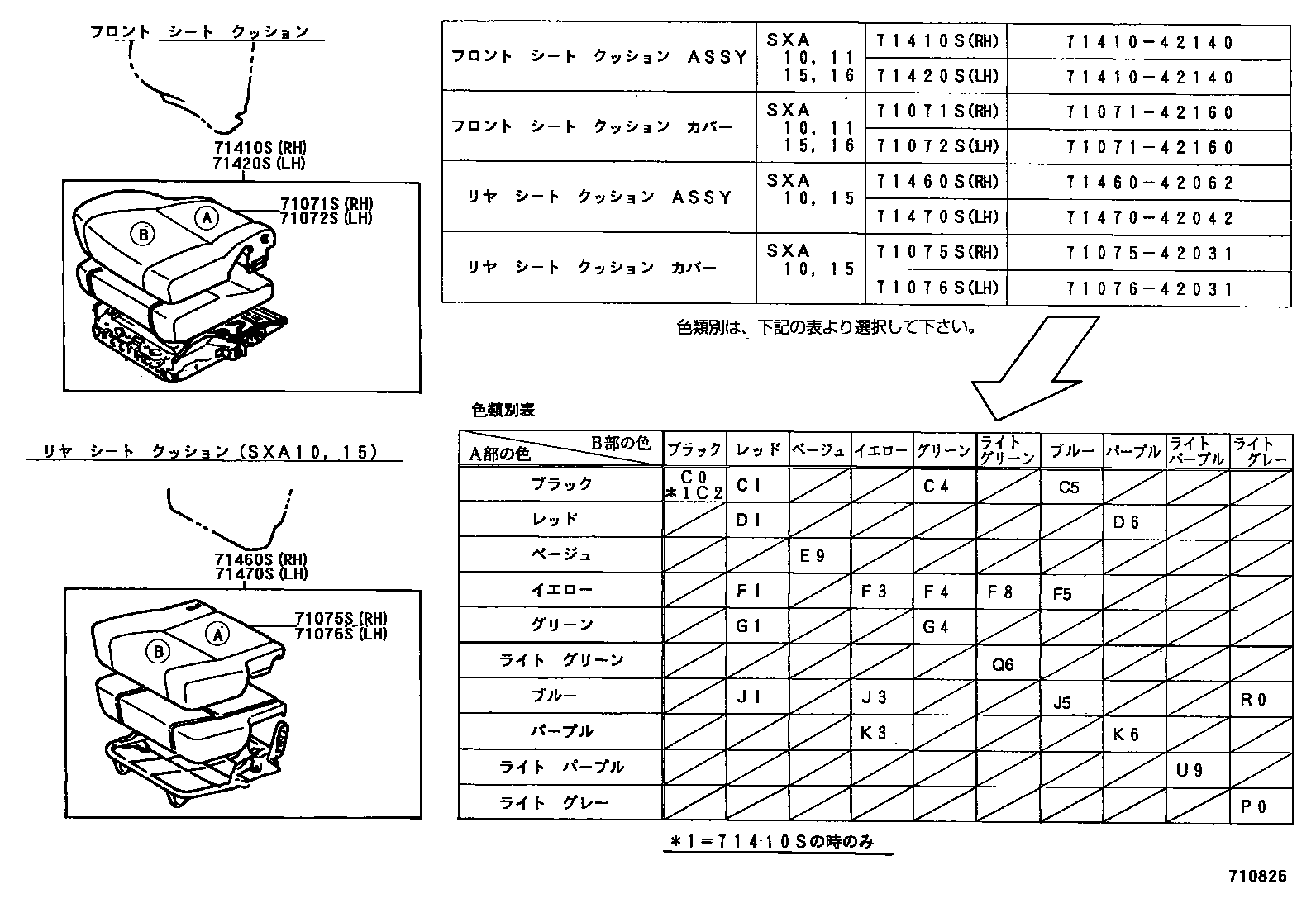 Toyota RAV4 座椅和座椅滑轨 EPC diagram — 710826