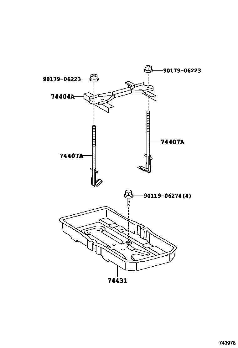Toyota RAV4 battery holder EPC diagram — 743978