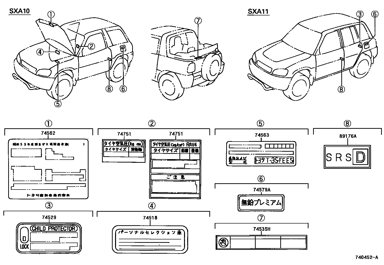 Toyota RAV4 warning nameplate EPC diagram — 740452A