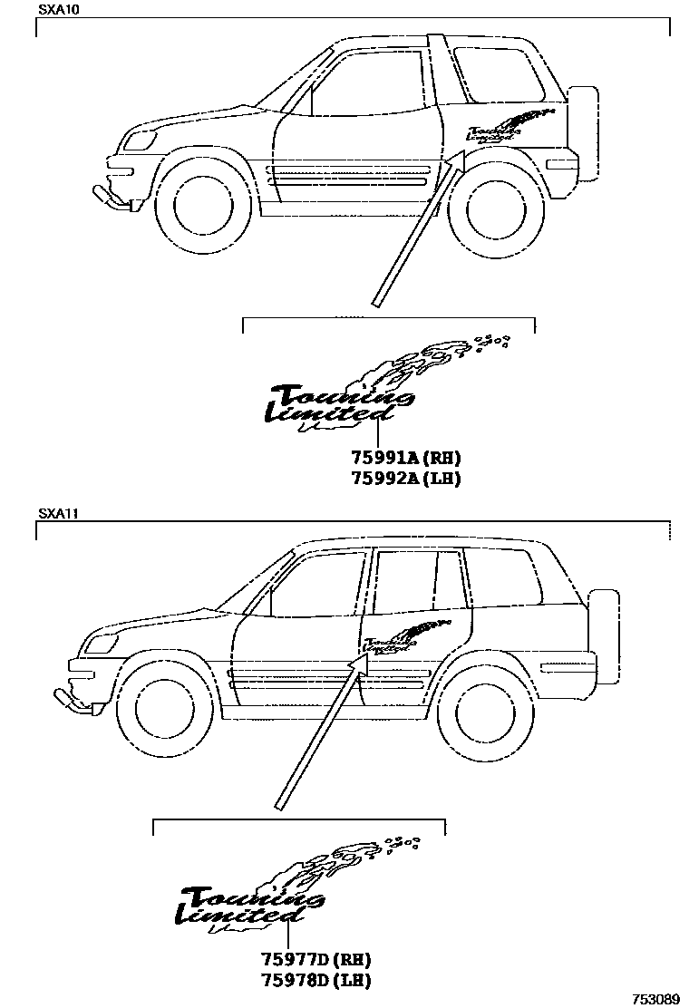 Toyota RAV4 车身镶条 EPC diagram — 753089