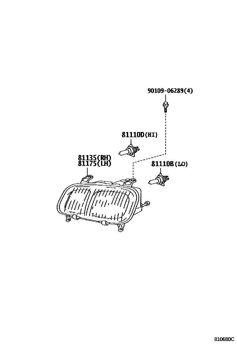 Toyota RAV4 Headlamp EPC diagram — 810680C