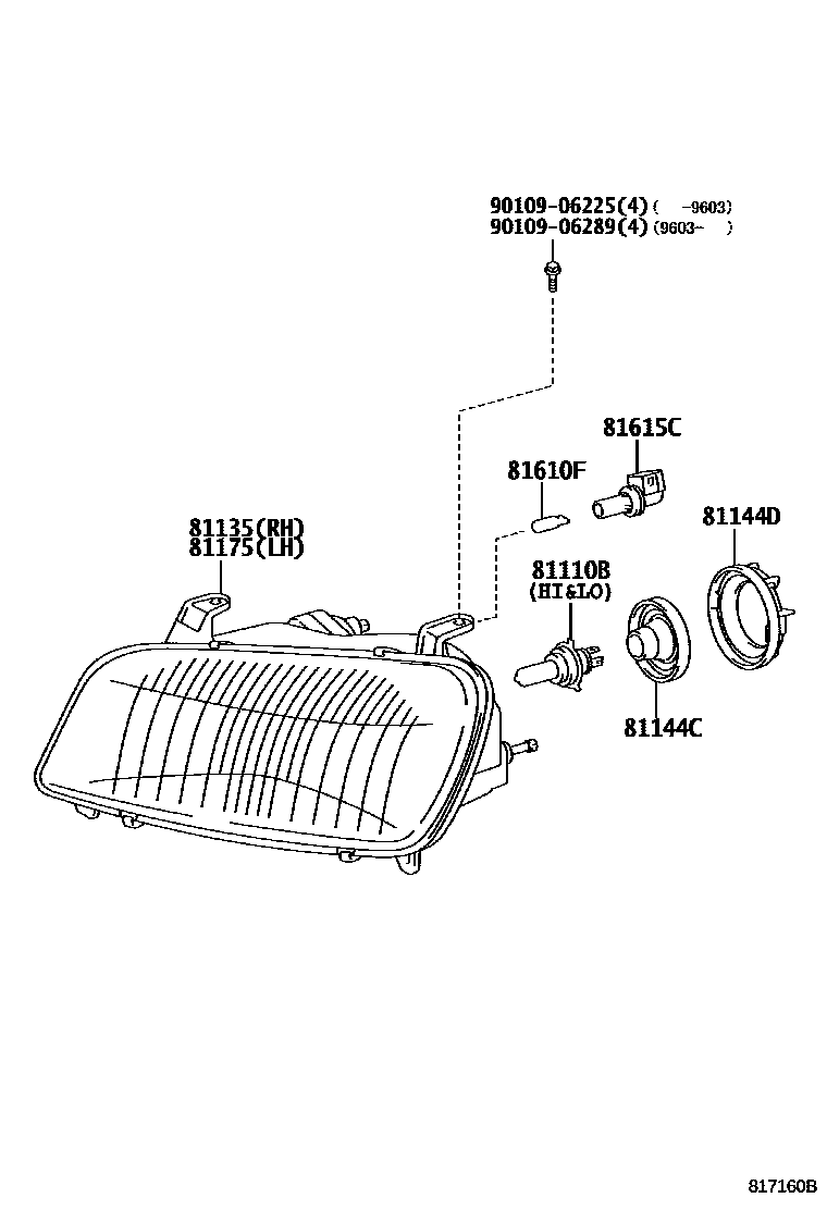 Toyota RAV4 Headlamp EPC diagram — 817160B