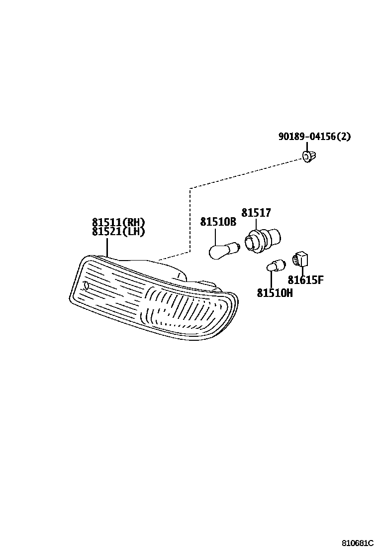 Toyota RAV4 前转向灯 EPC diagram — 810681C