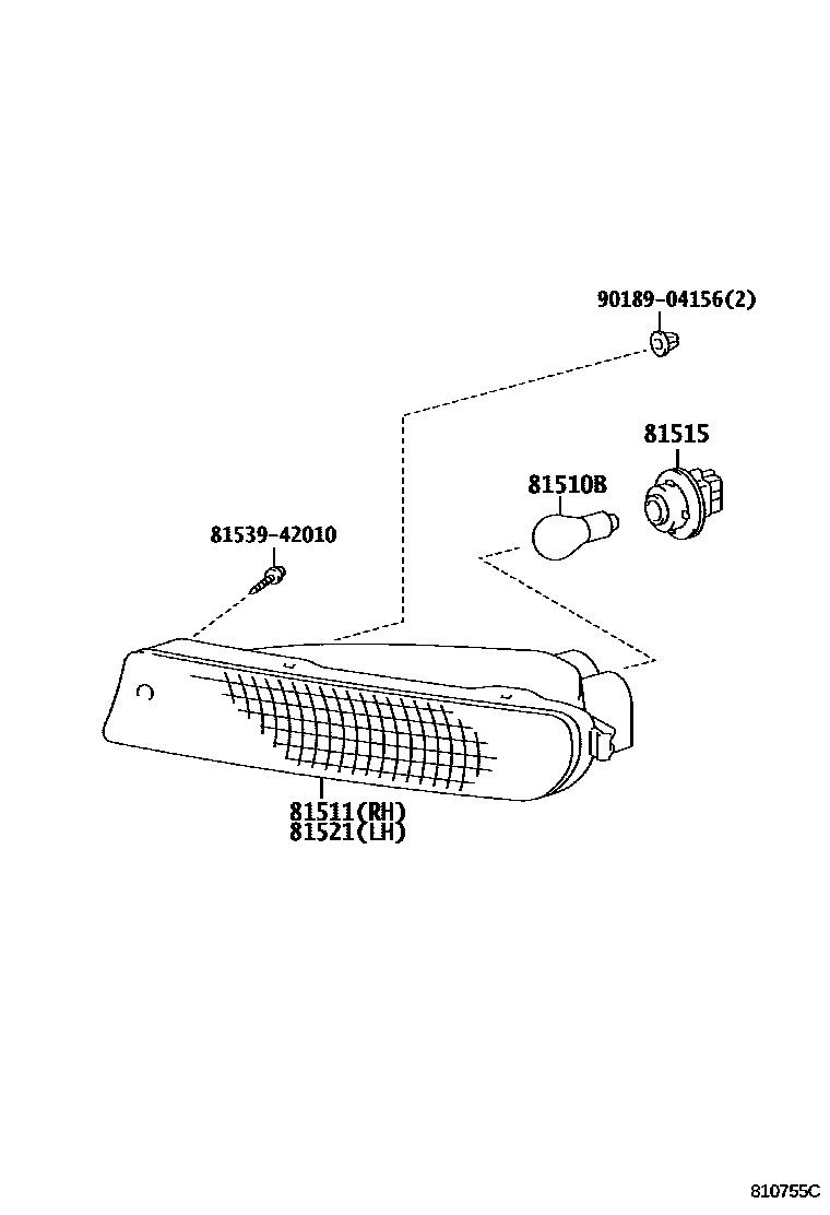 Toyota RAV4 前转向灯 EPC diagram — 810755C