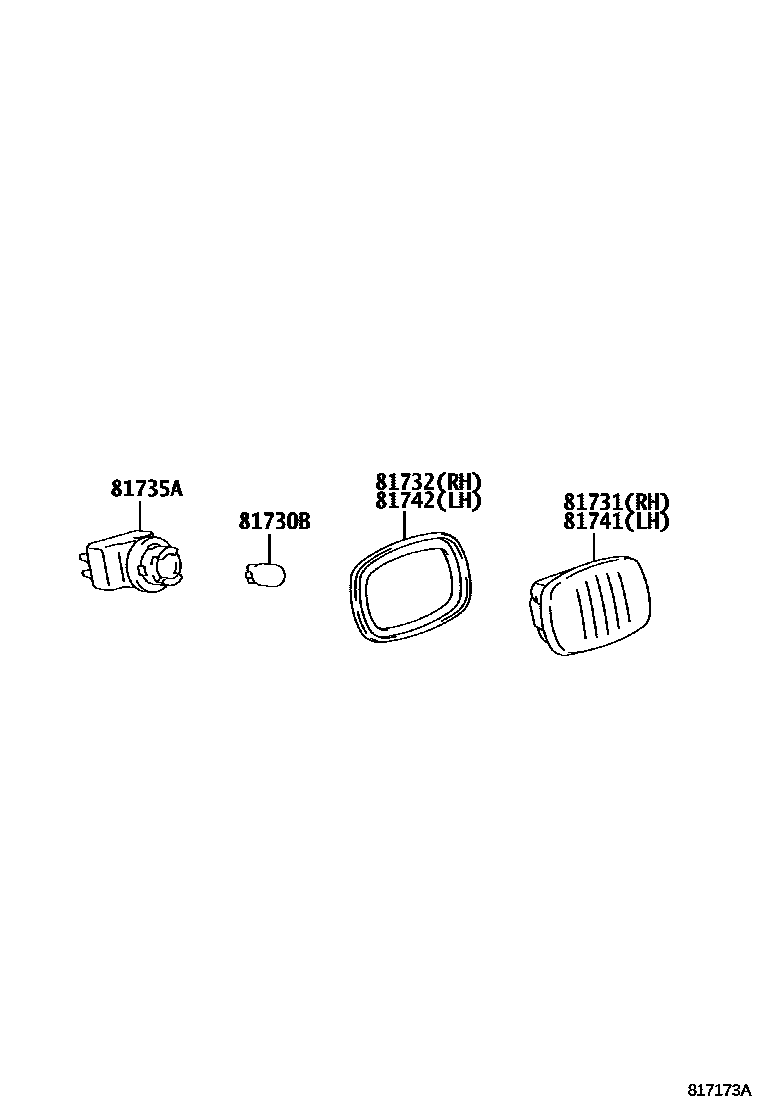 Toyota RAV4 Side Turn Signal & Outer Mirror Lamp EPC diagram — 817173A