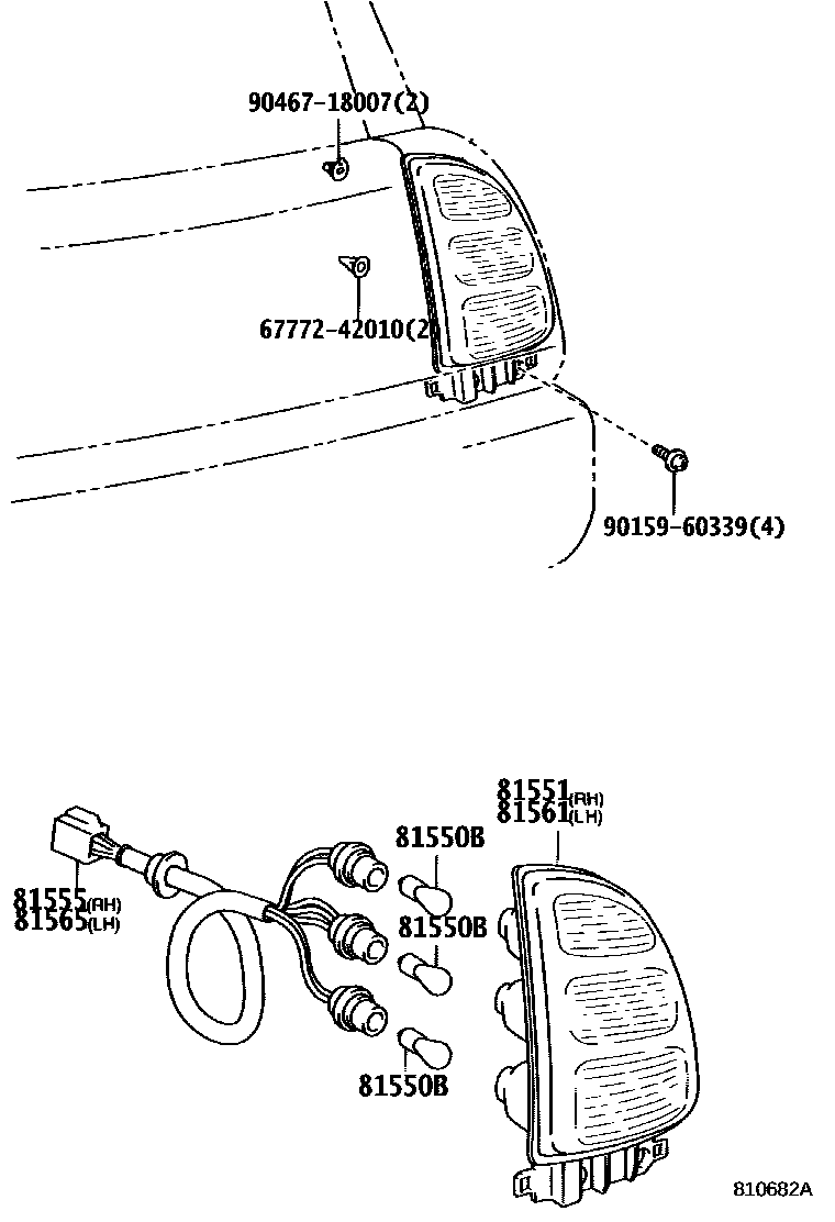 Toyota RAV4 后组合灯 EPC diagram — 810682A