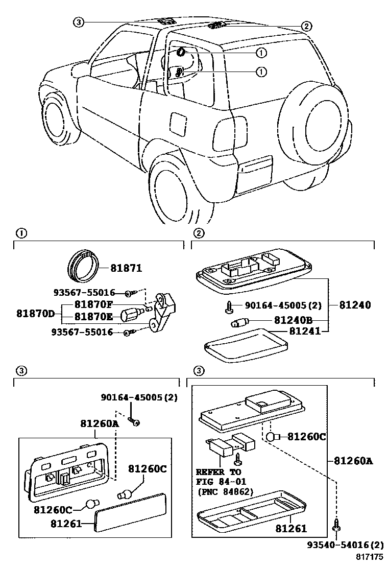 Toyota RAV4 车内灯 EPC diagram — 817175