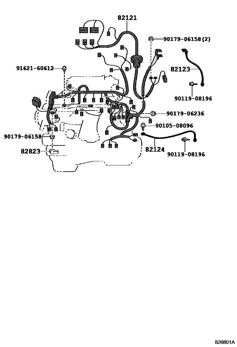 Toyota RAV4 线束和卡夹 EPC diagram — 820801A