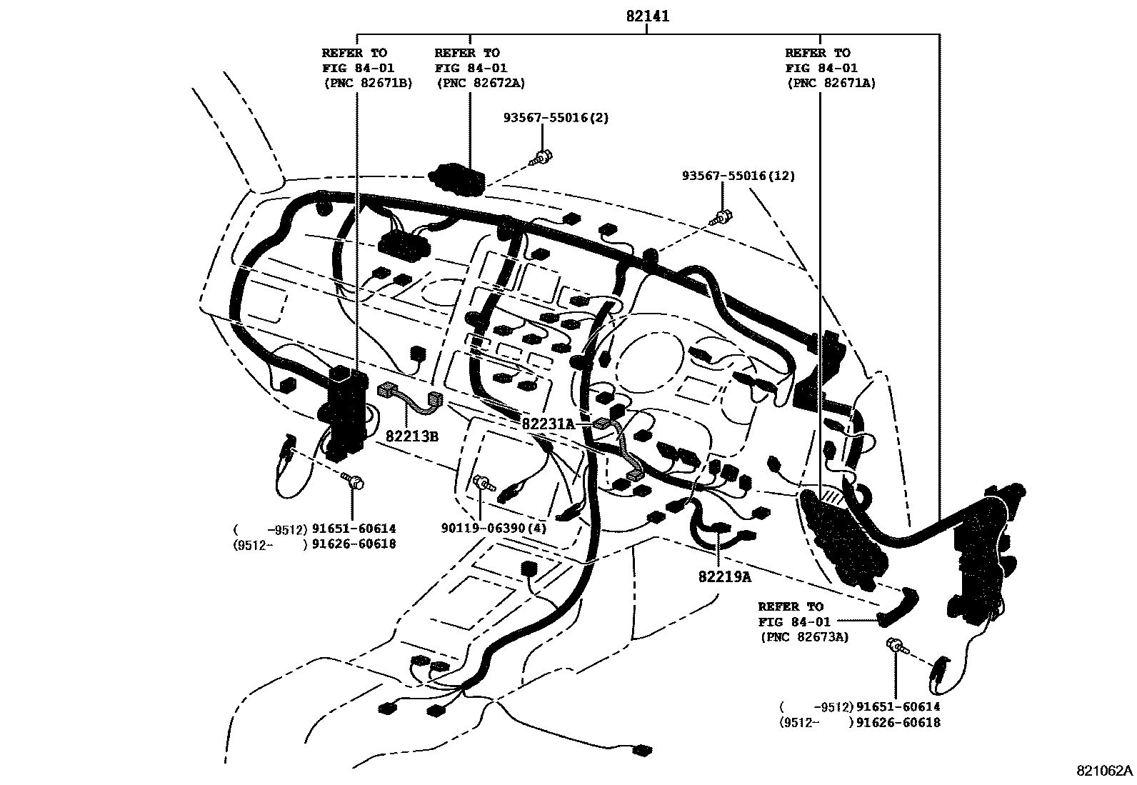 Toyota RAV4 线束和卡夹 EPC diagram — 821062A
