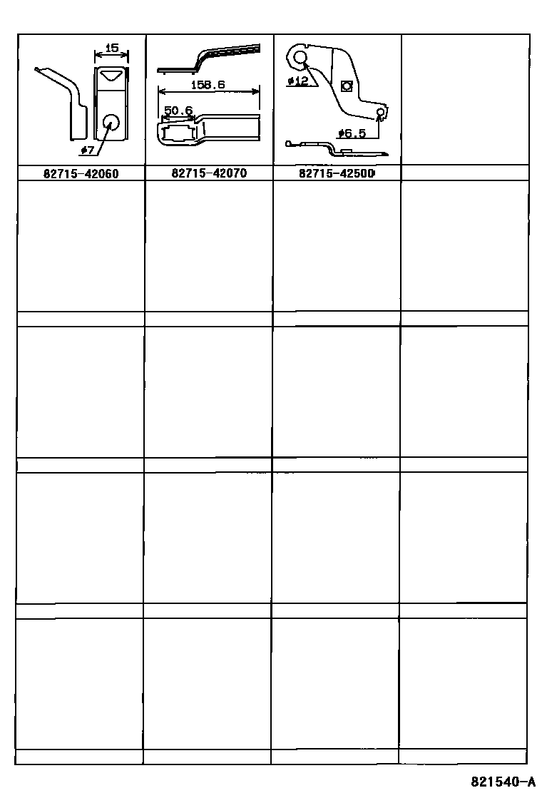 Toyota RAV4 线束和卡夹 EPC diagram — 821540A