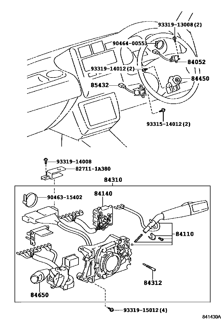Toyota RAV4 开关和继电器和ECU EPC diagram — 841430A
