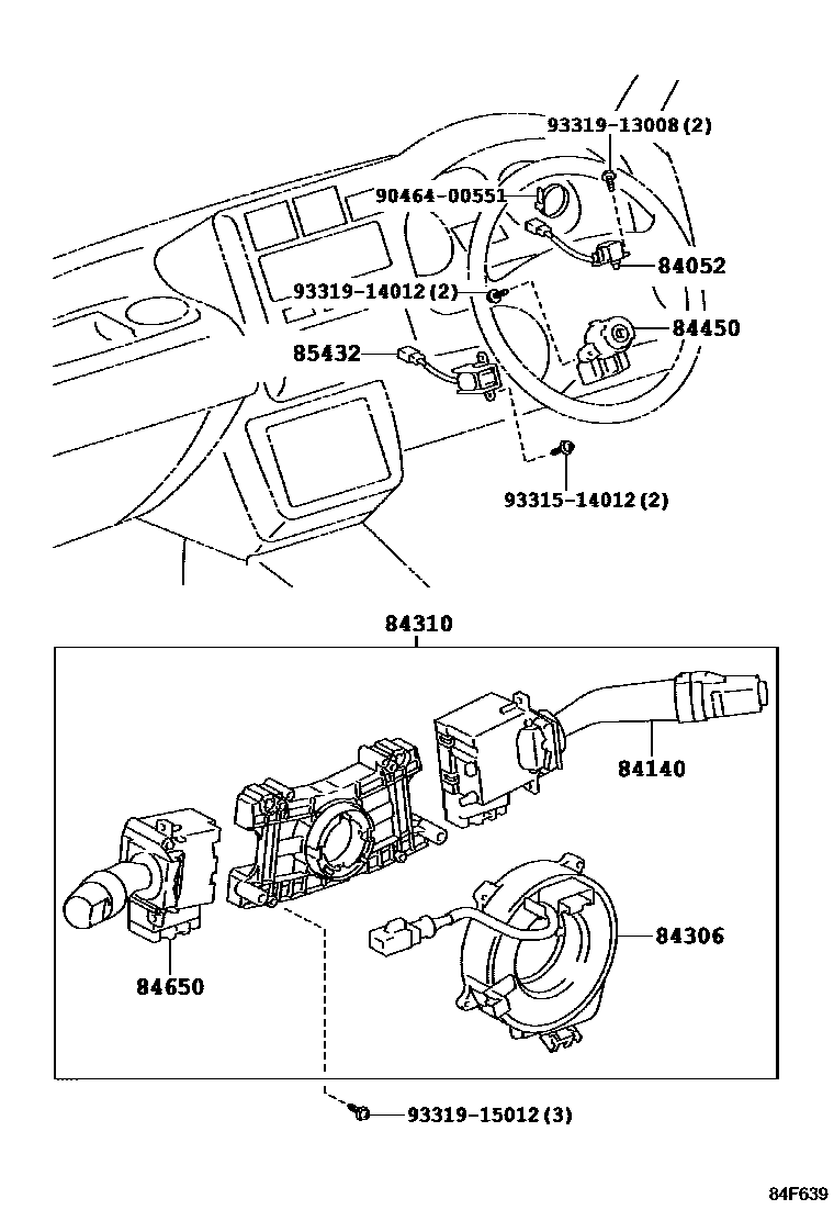 Toyota RAV4 开关和继电器和ECU EPC diagram — 84F639