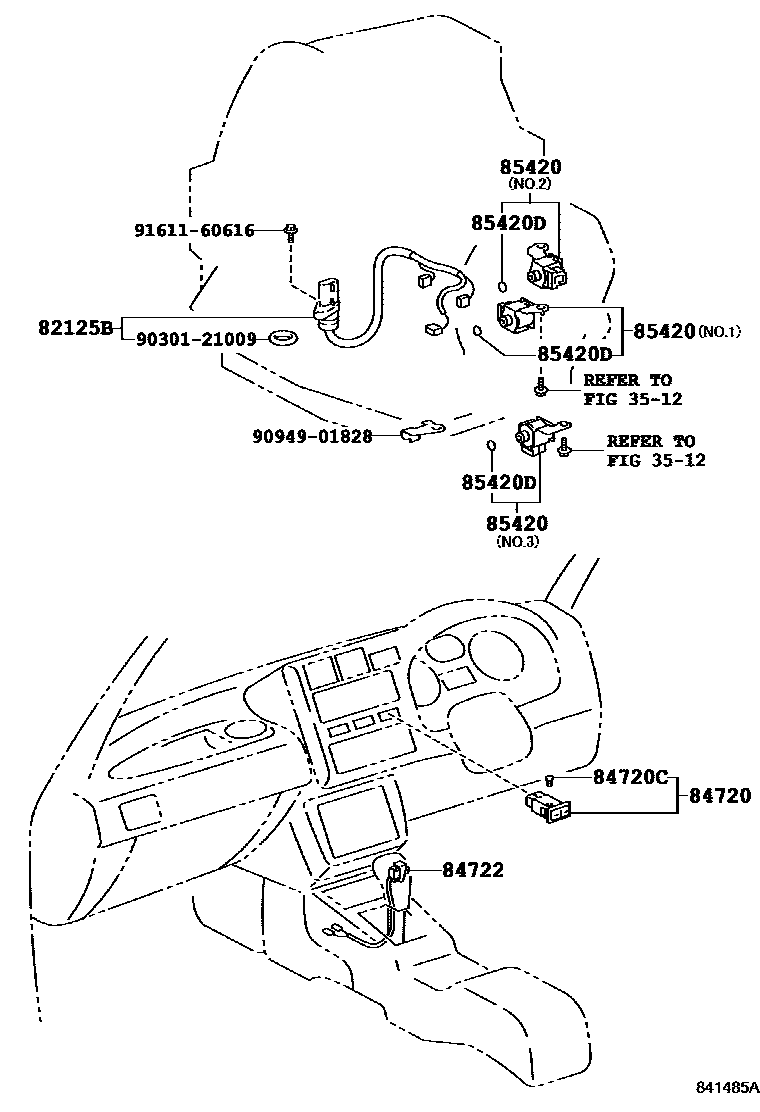 Toyota RAV4 超速档和电子控制变速器 EPC diagram — 841485A