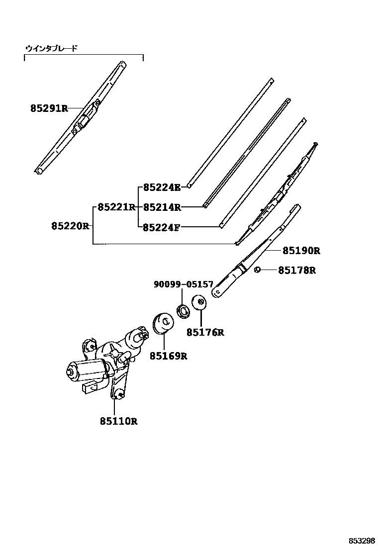Toyota RAV4 后刮水器 EPC diagram — 853298