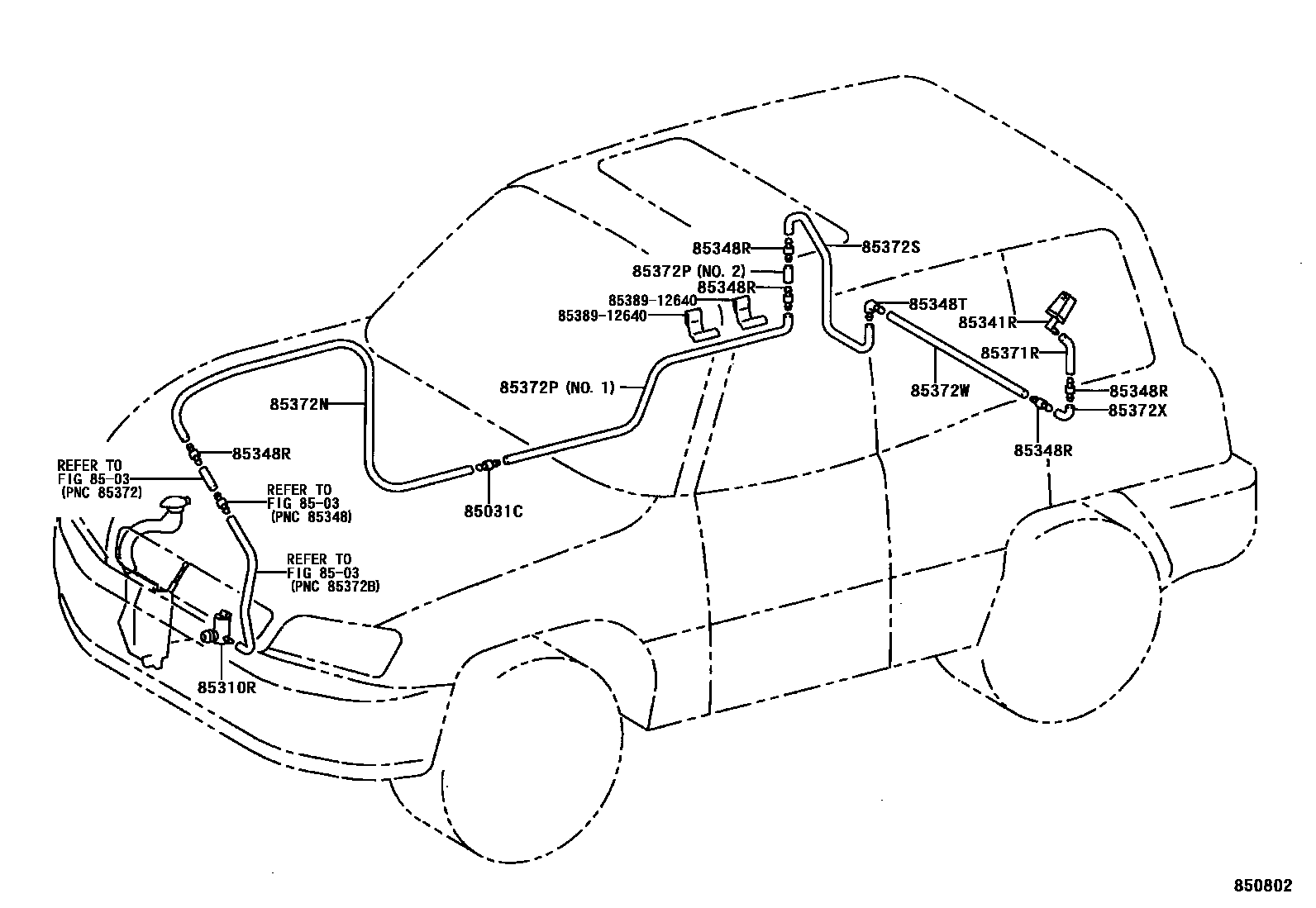 Toyota RAV4 后清洗器 EPC diagram — 850802