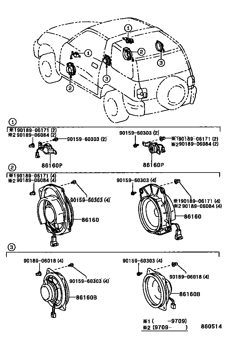 Toyota RAV4 扬声器 EPC diagram — 860514