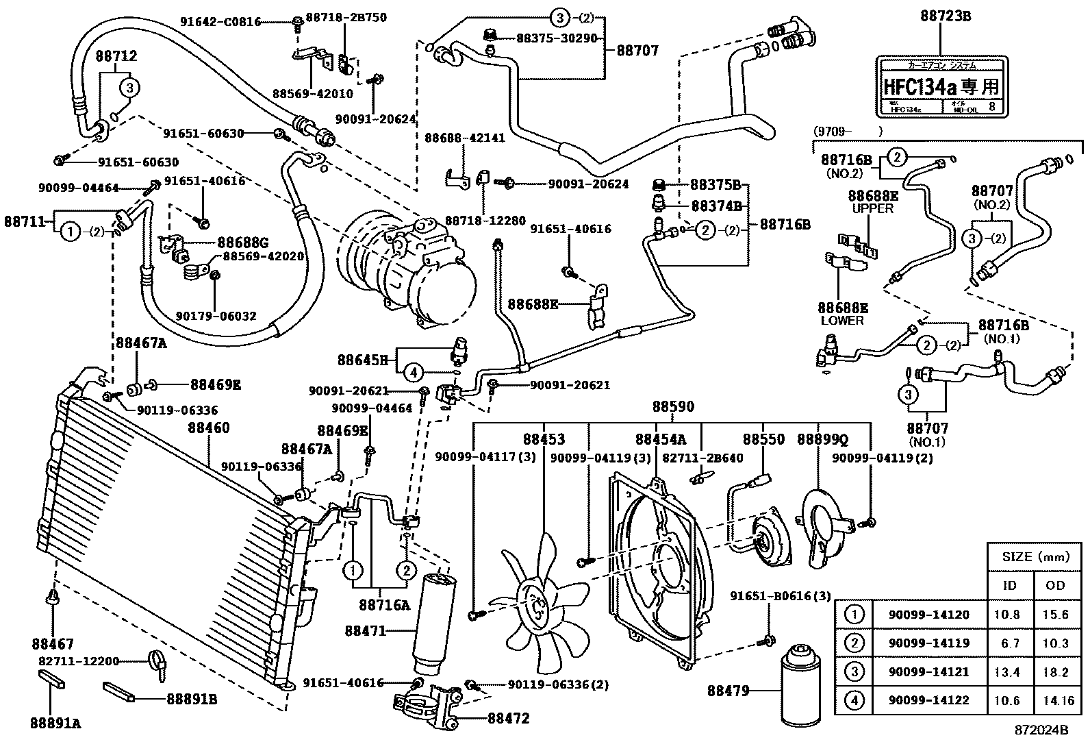 Toyota RAV4 Heating & Air Conditioning - Cooler Piping EPC diagram — 872024B