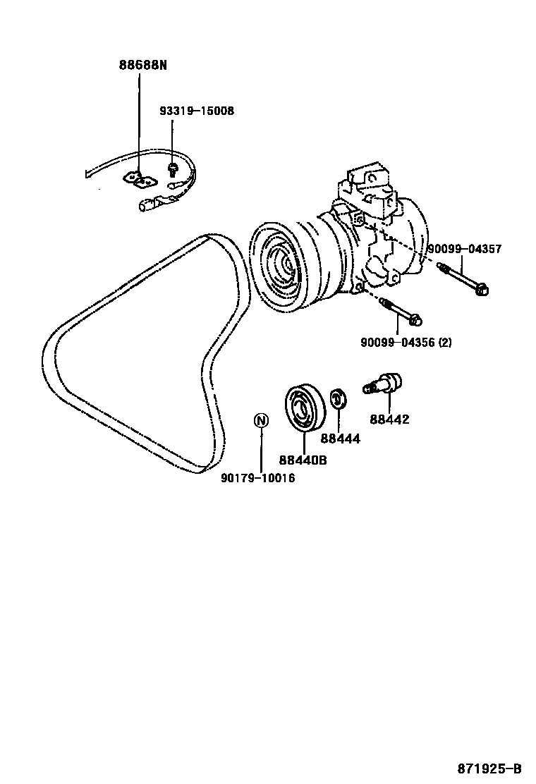 Toyota RAV4 Heating & Air Conditioning - Compressor EPC diagram — 871925B