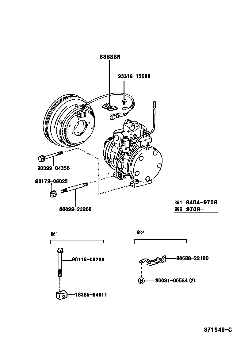 Toyota RAV4 Heating & Air Conditioning - Compressor EPC diagram — 871946C