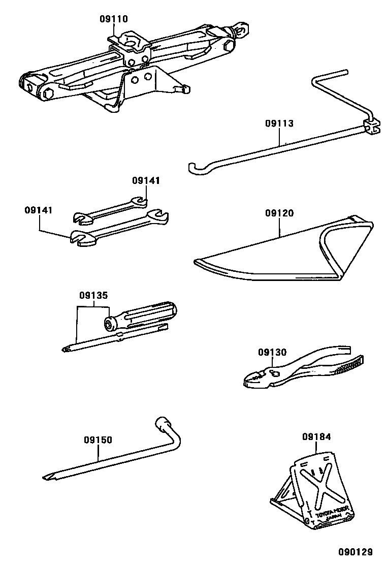 Toyota RAV4 Standard Tools EPC diagram — 090129