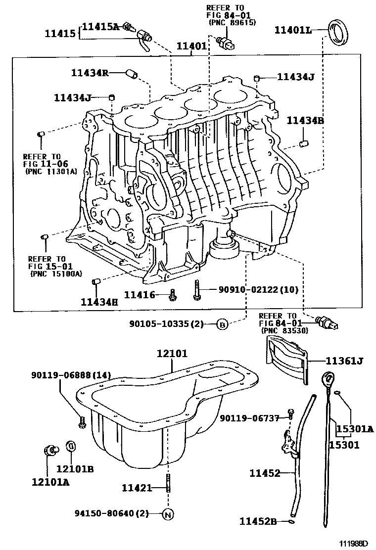 Toyota RAV4 Cylinder Block EPC diagram — 111988D