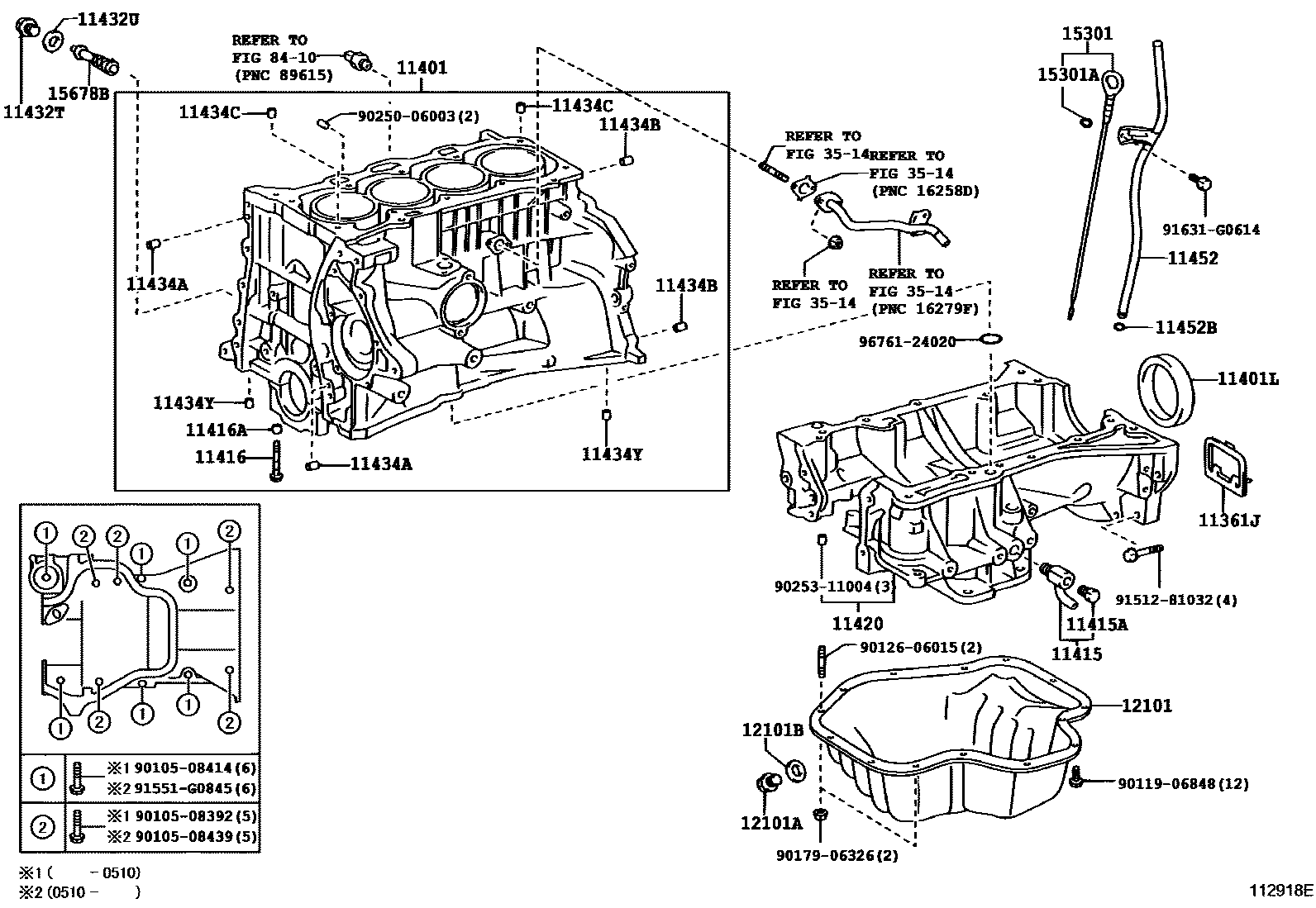 Toyota RAV4 Cylinder Block EPC diagram — 112918E