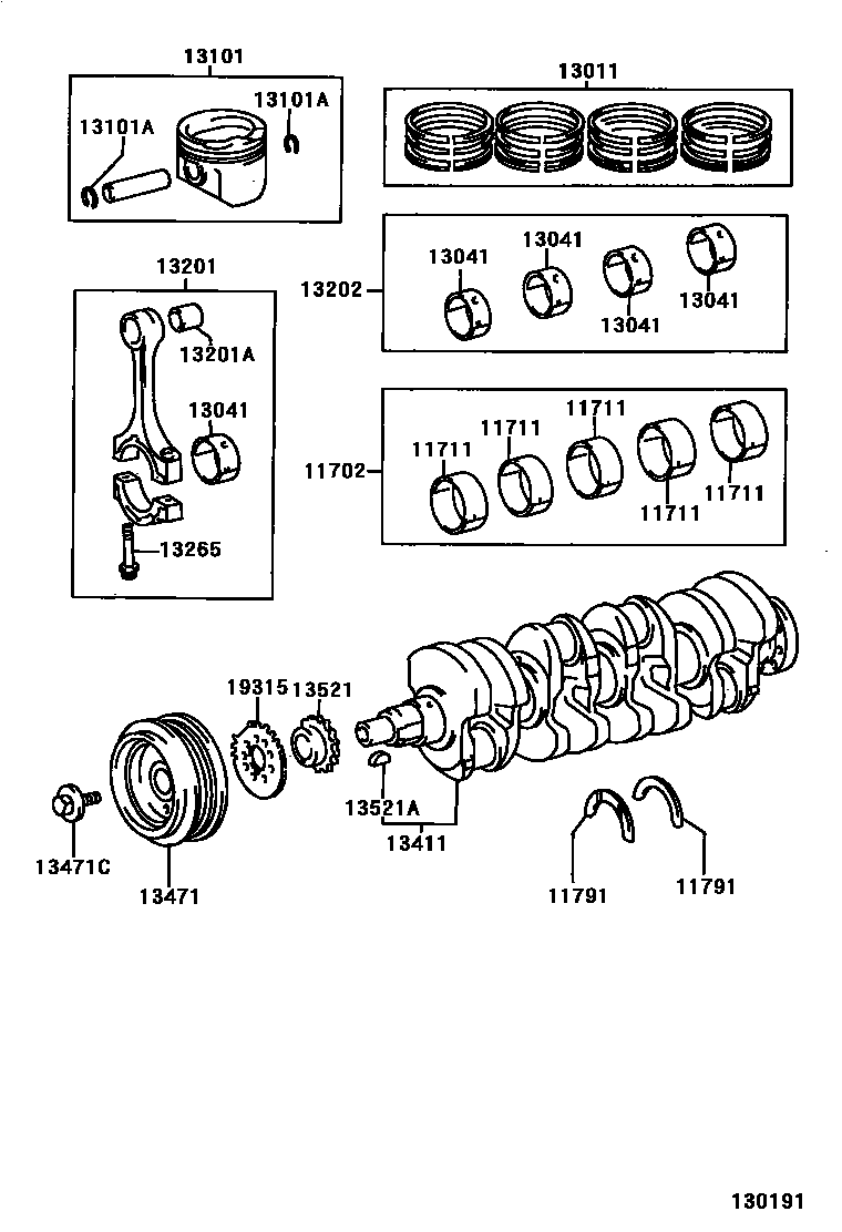 Toyota RAV4 Crankshaft & Piston EPC diagram — 130191