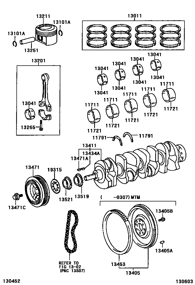 Toyota RAV4 Crankshaft & Piston EPC diagram — 130603