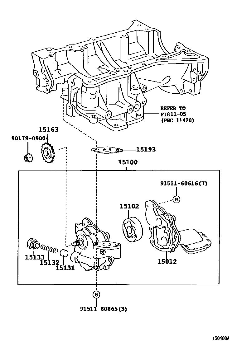 Toyota RAV4 Engine Oil Pump EPC diagram — 150408A