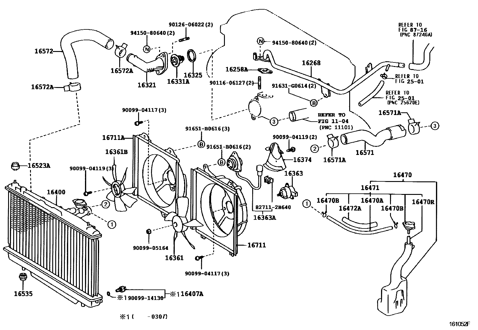 Toyota RAV4 RADIATOR & WATER OUTLET EPC diagram — 161052F