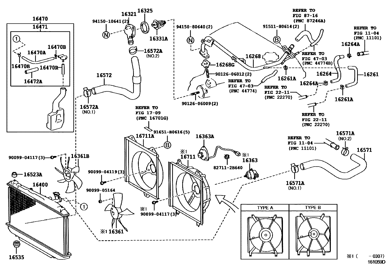 Toyota RAV4 RADIATOR & WATER OUTLET EPC diagram — 161059D