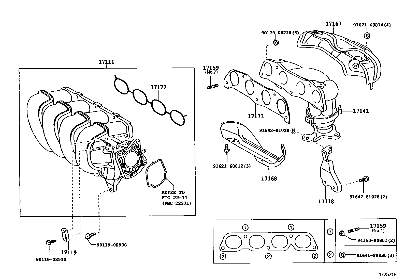 Toyota RAV4 Manifold EPC diagram — 172521F