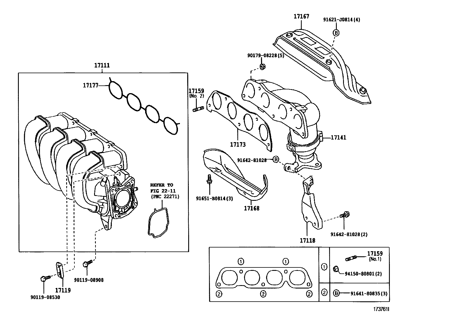 Toyota RAV4 Manifold EPC diagram — 173761I