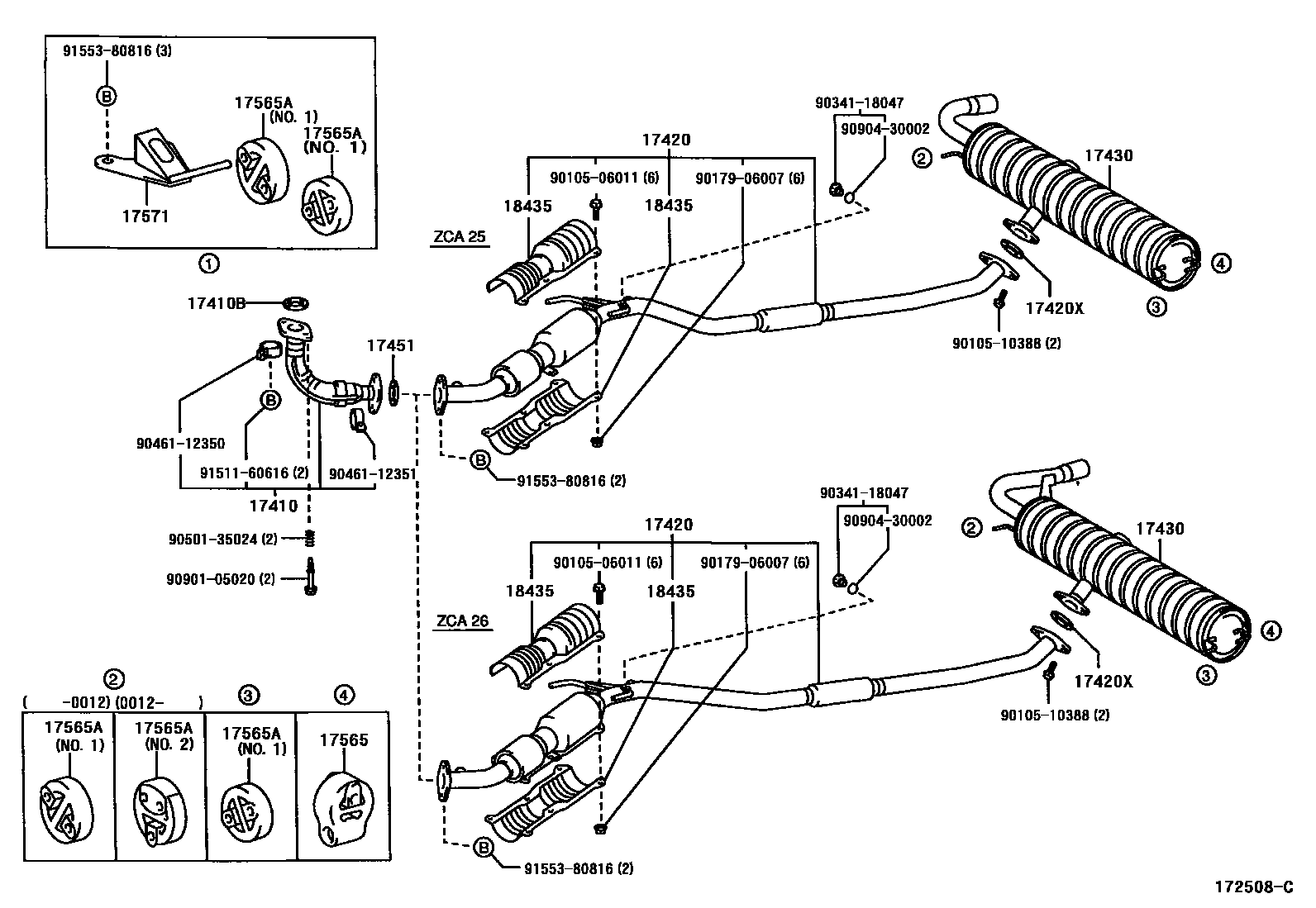 Toyota RAV4 Exhaust Pipe EPC diagram — 172508C