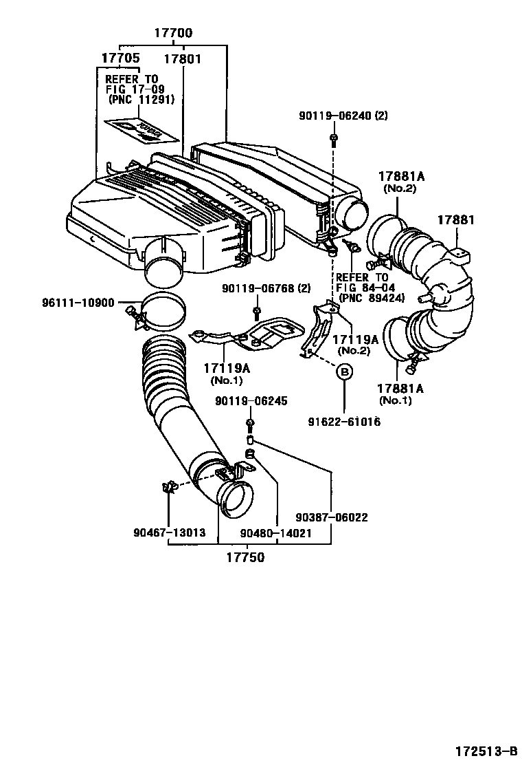Toyota RAV4 Air Cleaner EPC diagram — 172513B